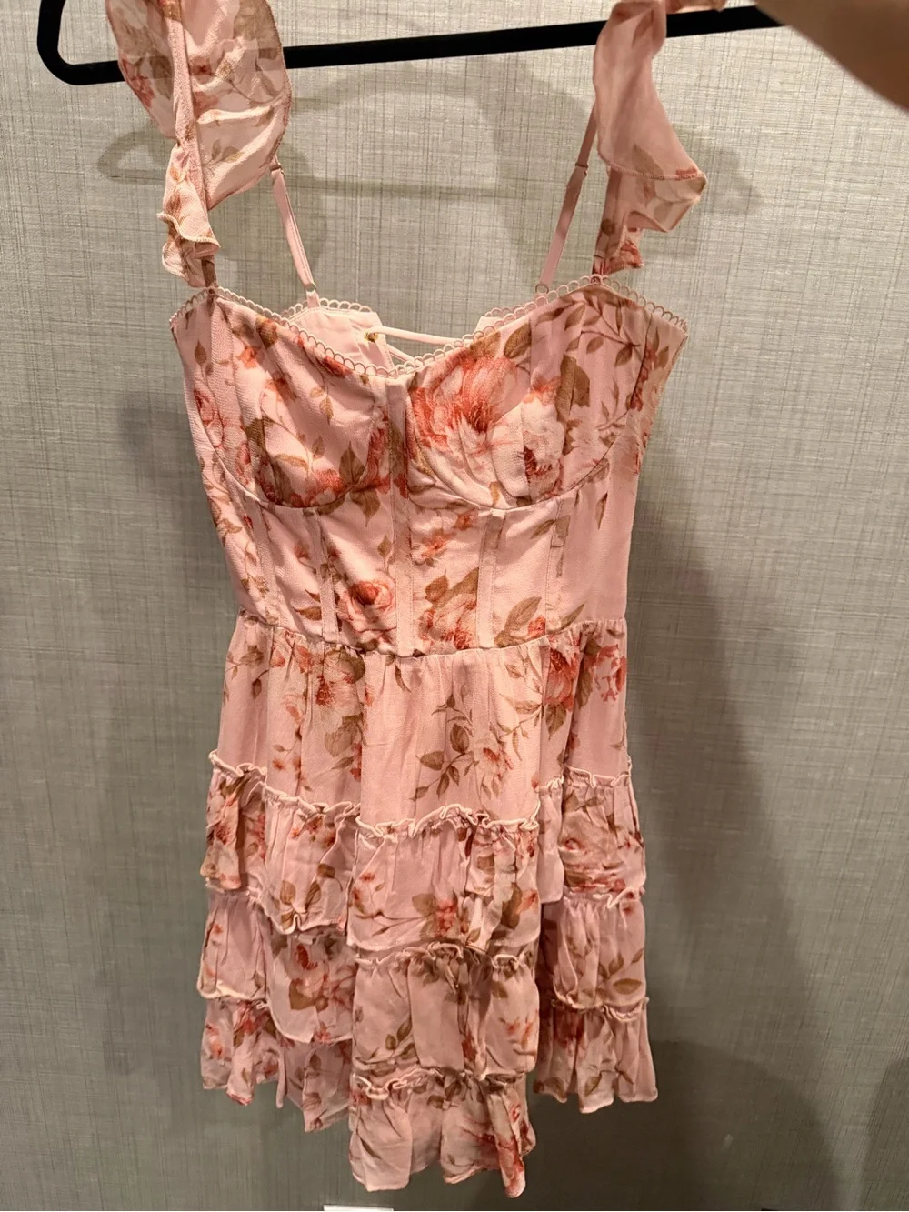 Altar'd State Dusty Pink Floral Dress with Lace Trim - Picture 4 of 5
